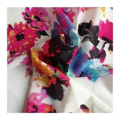 100% polyester habijabi print fabric high twist textured chiffon print fabric women floral print dress ans skirt fabric