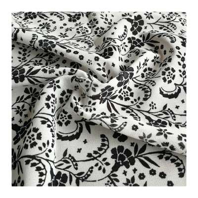 50D75D100D polyester habijabi print fabric high twist textured chiffon print fabric women floral print dress ans skirt fabric