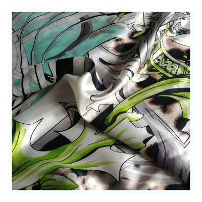 50D 75D 100D 150D 200D 300D polyester  satin print fabric  for women lady floral print dress  skirts gown and scarf  shawl