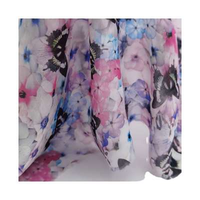 super thin 15D ITY polyester chiffon print fabric peach skin hand feel  digital screen print women floral dress skirt  fabric